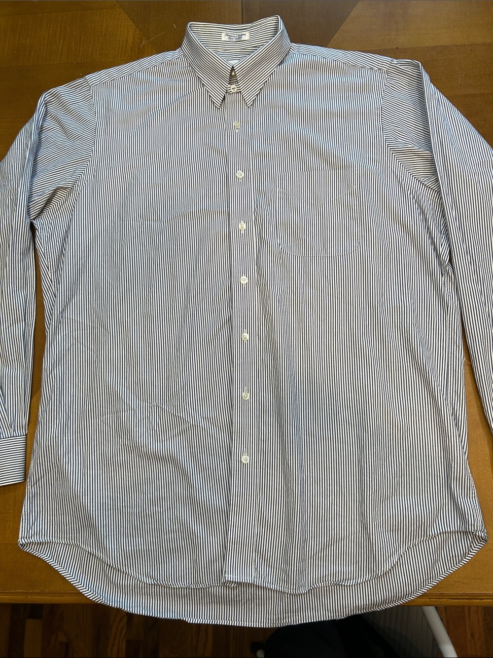 Paul Fredrick Blue and White Pinstripe Dress Shirt
